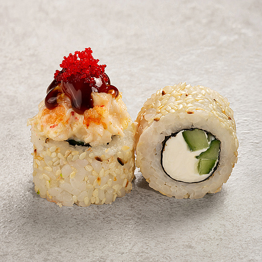 Запеченный с крабом и креветкой в соусе Пад Тай